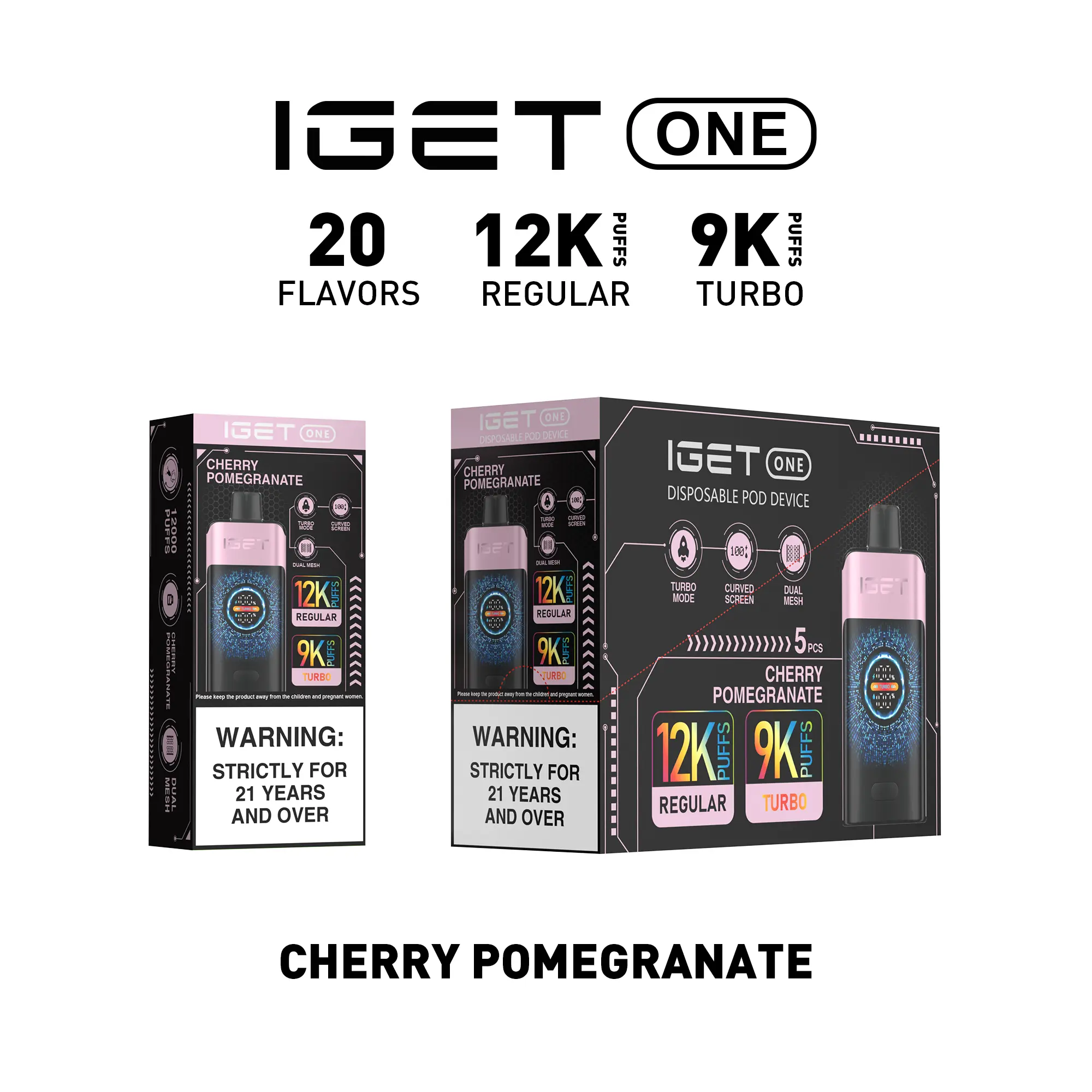 IGET ONE Vape (12000 PUFFS) CHERRY POMEGRANATE IGET ONE Vape (12000 PUFFS) CHERRY POMEGRANATE