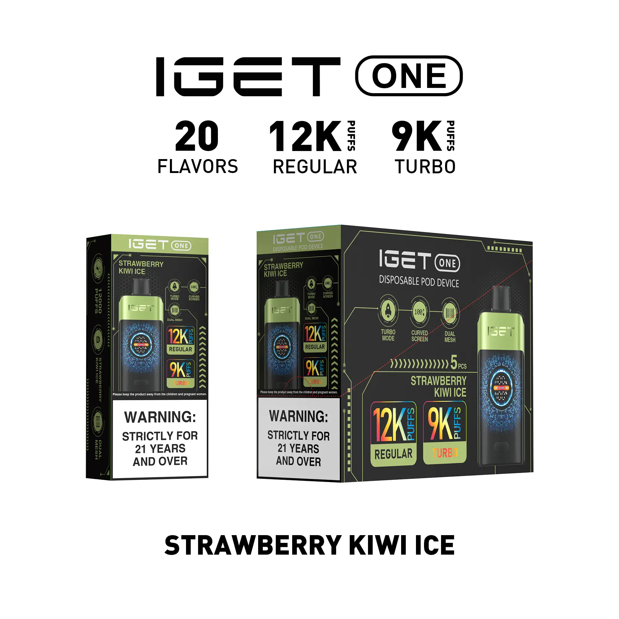IGET ONE Vape (12000 PUFFS) STRAWBERRY KIWI ICE IGET ONE Vape (12000 PUFFS) STRAWBERRY KIWI ICE