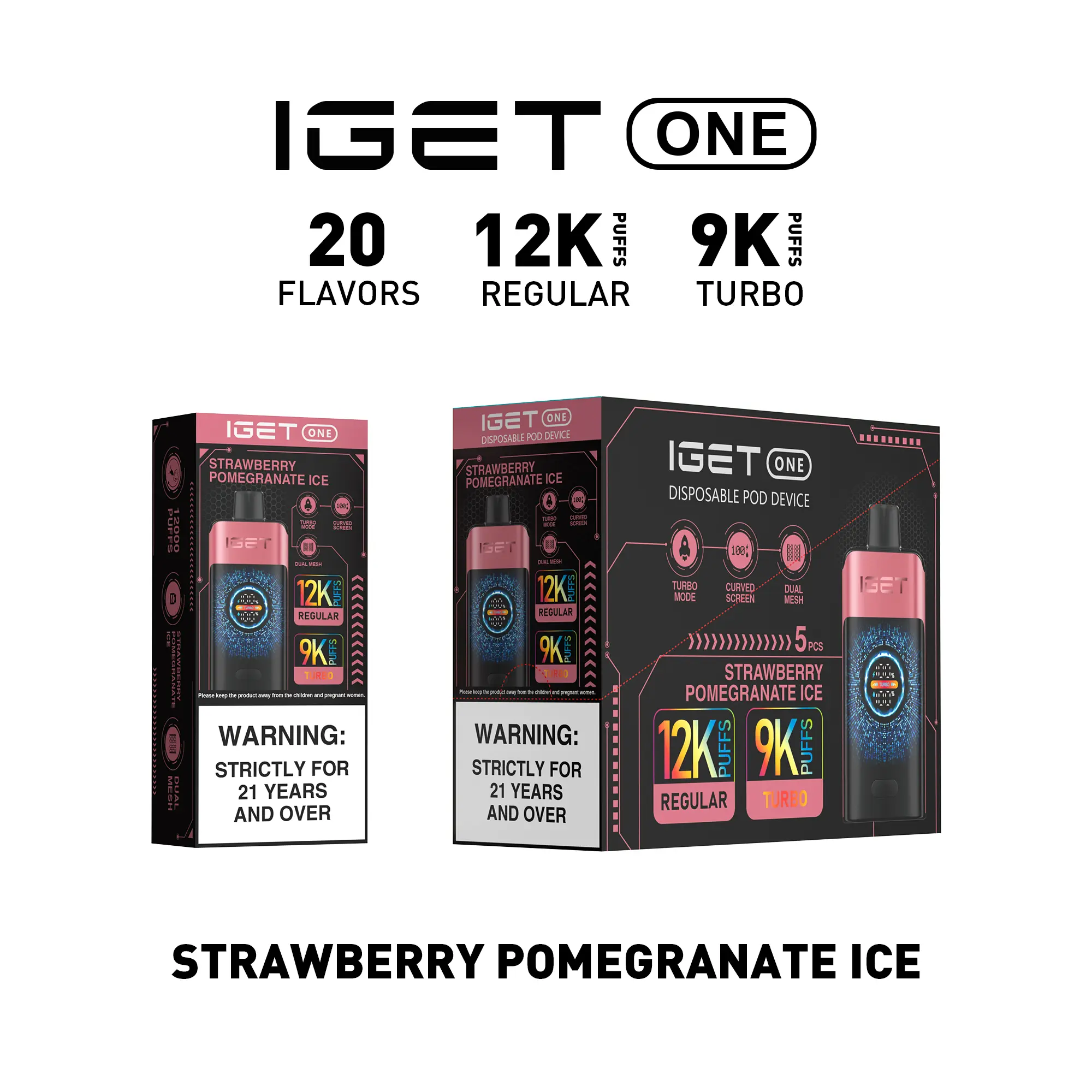 IGET ONE Vape (12000 PUFFS) STRAWBERRY POMEGRANATE ice IGET ONE Vape (12000 PUFFS) STRAWBERRY POMEGRANATE ice