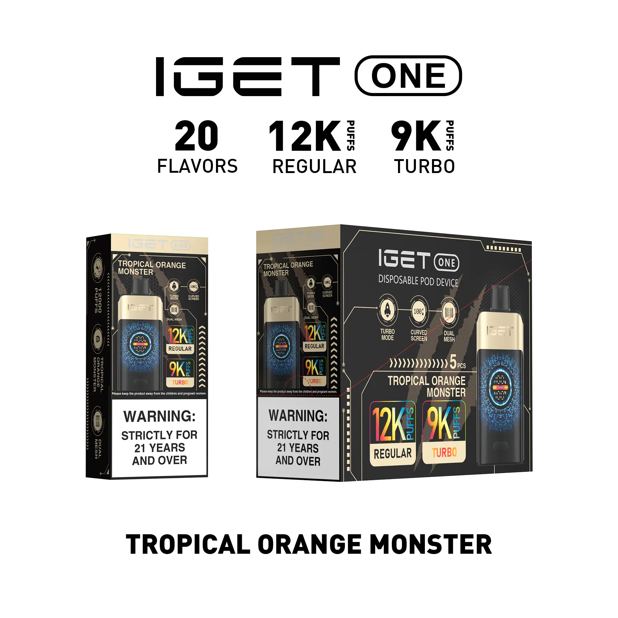 IGET ONE Vape (12000 PUFFS) TROPICAL ORANGE MONSTER IGET ONE Vape (12000 PUFFS) TROPICAL ORANGE MONSTER